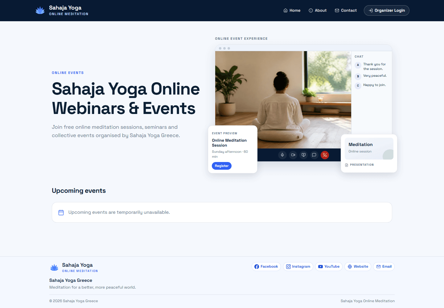 Sahaja Webinar public event and registration interface