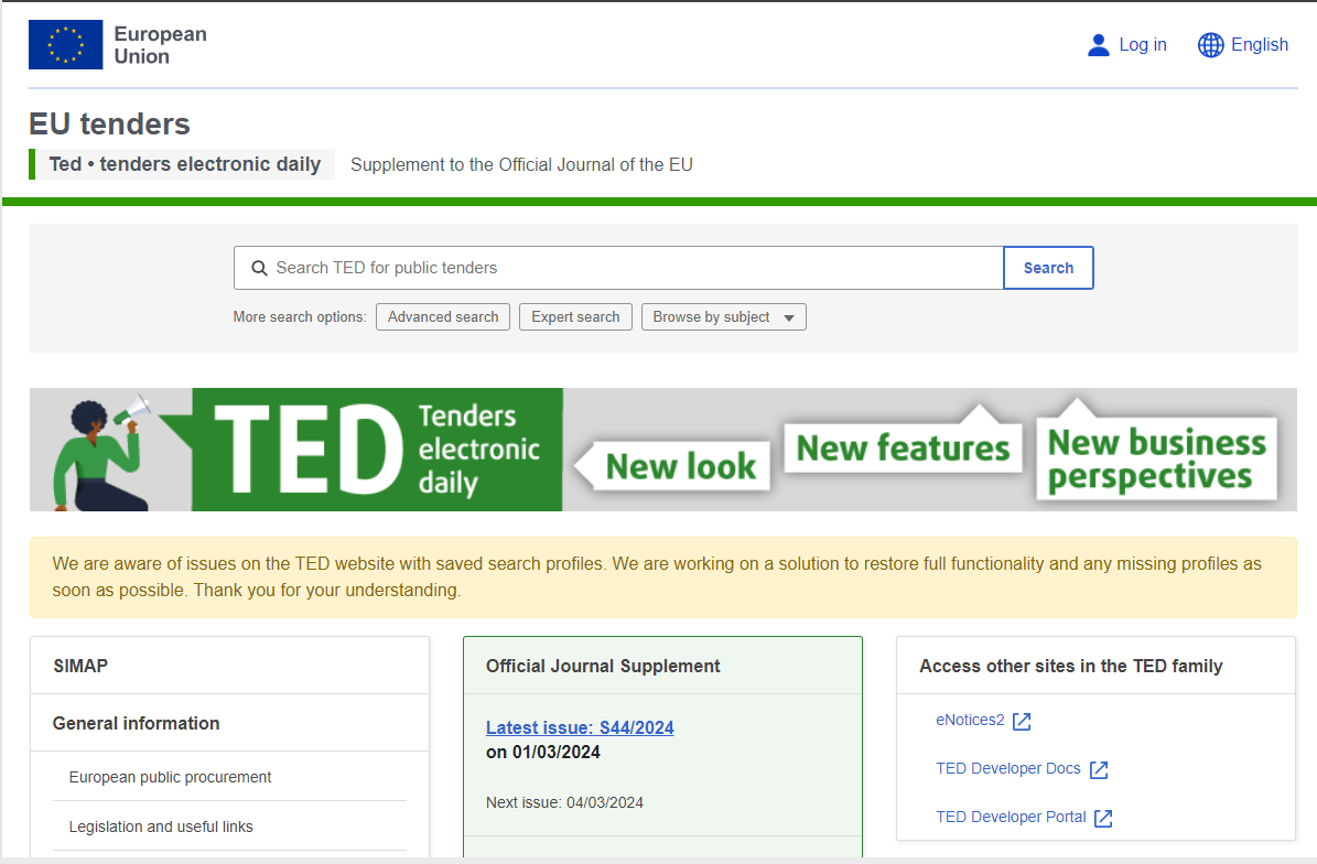 TED: EU Tenders Portal
